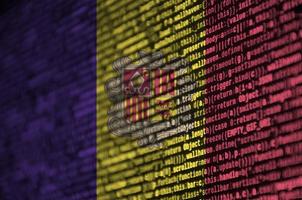 Andorra flag is depicted on the screen with the program code. The concept of modern technology and site development photo