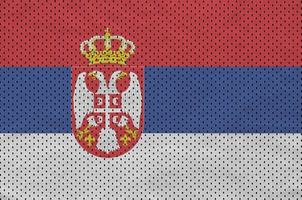 Serbia flag printed on a polyester nylon sportswear mesh fabric photo