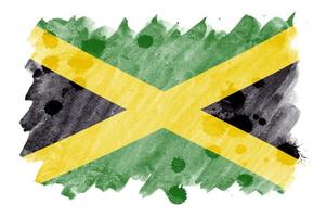 Jamaica flag is depicted in liquid watercolor style isolated on white background photo