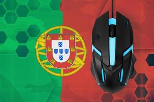 Portugal flag and computer mouse. Concept of country representing e-sports team photo