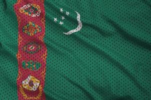 Turkmenistan flag printed on a polyester nylon sportswear mesh f photo