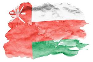 Oman flag is depicted in liquid watercolor style isolated on white background photo