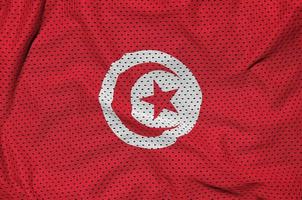 Tunisia flag printed on a polyester nylon sportswear mesh fabric photo