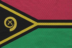 Vanuatu flag printed on a polyester nylon sportswear mesh fabric photo