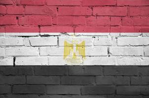 Egypt flag is painted onto an old brick wall photo