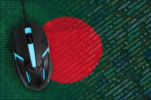 Bangladesh flag and computer mouse. Digital threat, illegal actions on the Internet photo