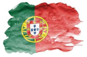Portugal flag is depicted in liquid watercolor style isolated on white background photo