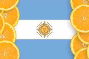 Argentina flag in citrus fruit slices vertical frame photo