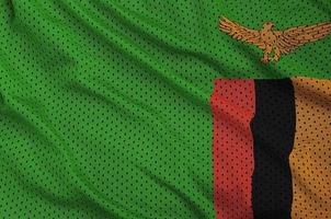 Zambia flag printed on a polyester nylon sportswear mesh fabric photo