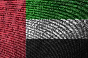 United Arab Emirates flag is depicted on the screen with the program code. The concept of modern technology and site development photo