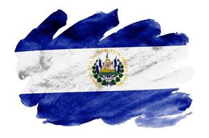 El Salvador flag is depicted in liquid watercolor style isolated on white background photo