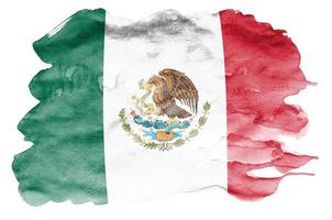Mexico flag is depicted in liquid watercolor style isolated on white background photo