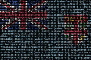 Fiji flag is depicted on the screen with the program code. The concept of modern technology and site development photo