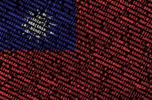 Taiwan flag is depicted on the screen with the program code. The concept of modern technology and site development photo