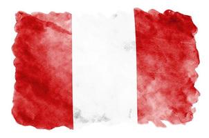 Peru flag is depicted in liquid watercolor style isolated on white background photo