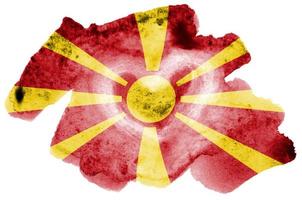 Macedonia flag is depicted in liquid watercolor style isolated on white background photo