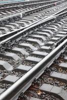 Photo fragment of the railroad tracks in the rainy weather