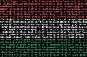 la bandera de hungría se representa en la pantalla con el código del programa. el concepto de tecnología moderna y desarrollo de sitios foto