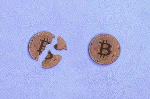 Fall and collapse of bitcoin crypto currency exchange rate photo