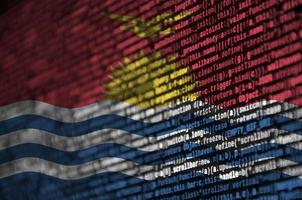 Kiribati flag is depicted on the screen with the program code. The concept of modern technology and site development photo