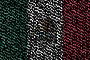 Mexico flag is depicted on the screen with the program code. The concept of modern technology and site development photo