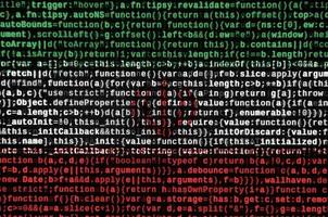 Iran flag is depicted on the screen with the program code. The concept of modern technology and site development photo