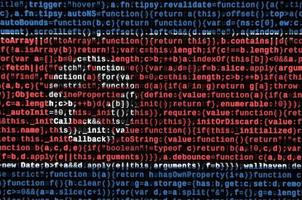 North Korea flag is depicted on the screen with the program code. The concept of modern technology and site development photo