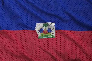 Haiti flag printed on a polyester nylon sportswear mesh fabric w photo