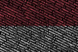 Indonesia flag is depicted on the screen with the program code. The concept of modern technology and site development photo