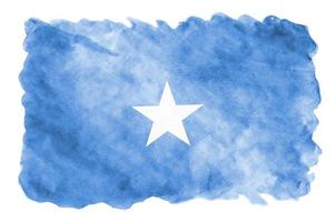 Somalia flag is depicted in liquid watercolor style isolated on white background photo