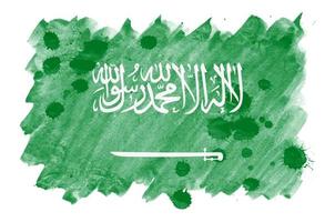 la bandera de arabia saudita se representa en un estilo de acuarela líquida aislado en fondo blanco foto