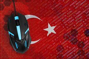 Turkey flag and computer mouse. Digital threat, illegal actions on the Internet photo