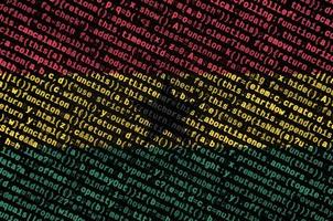 Ghana flag is depicted on the screen with the program code. The concept of modern technology and site development photo