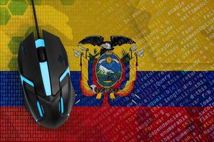 Ecuador flag and computer mouse. Digital threat, illegal actions on the Internet photo