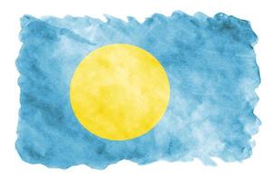 Palau flag is depicted in liquid watercolor style isolated on white background photo