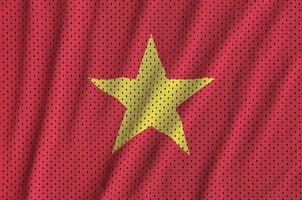 Vietnam flag printed on a polyester nylon sportswear mesh fabric photo