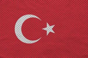 Turkey flag printed on a polyester nylon sportswear mesh fabric photo