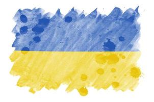 la bandera de ucrania se representa en estilo acuarela líquida aislado sobre fondo blanco foto