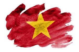 Vietnam flag is depicted in liquid watercolor style isolated on white background photo