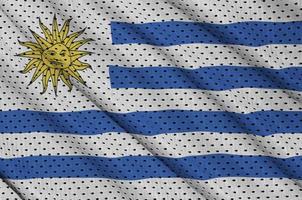 Uruguay flag printed on a polyester nylon sportswear mesh fabric photo