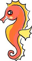 Orange seahorse, illustration, vector on white background.