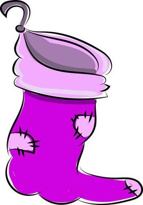 Pink sock, illustration, vector on white background.