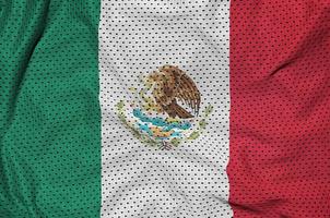 Mexico flag printed on a polyester nylon sportswear mesh fabric photo