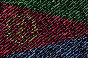 Eritrea flag is depicted on the screen with the program code. The concept of modern technology and site development photo