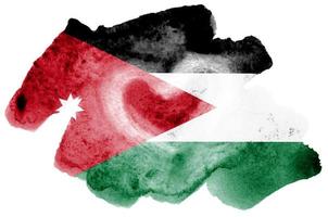 La bandera de Jordania está representada en un estilo de acuarela líquida aislado en un fondo blanco foto