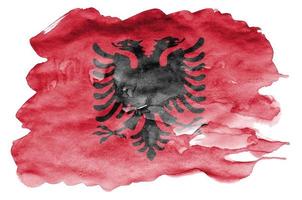 Albania flag is depicted in liquid watercolor style isolated on white background photo