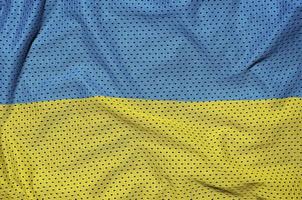 Ukraine flag printed on a polyester nylon sportswear mesh fabric photo