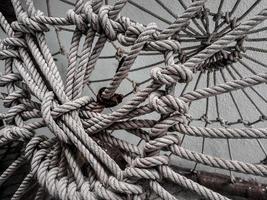 Close-up of ropes made into a web photo