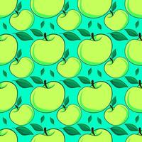 Apples pattern, seamless pattern on blue background. vector