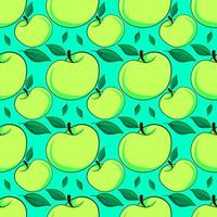 Apples pattern, seamless pattern on blue background. vector